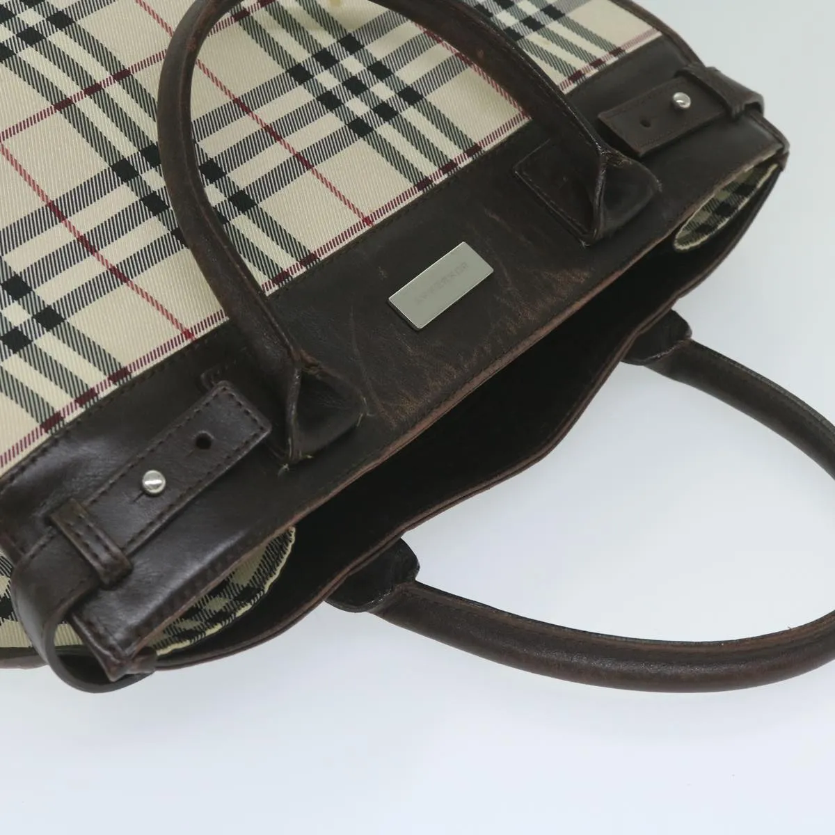 BURBERRY Nova Check Shoulder Bag Nylon Canvas Beige 60156