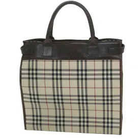 BURBERRY Nova Check Shoulder Bag Nylon Canvas Beige 60156