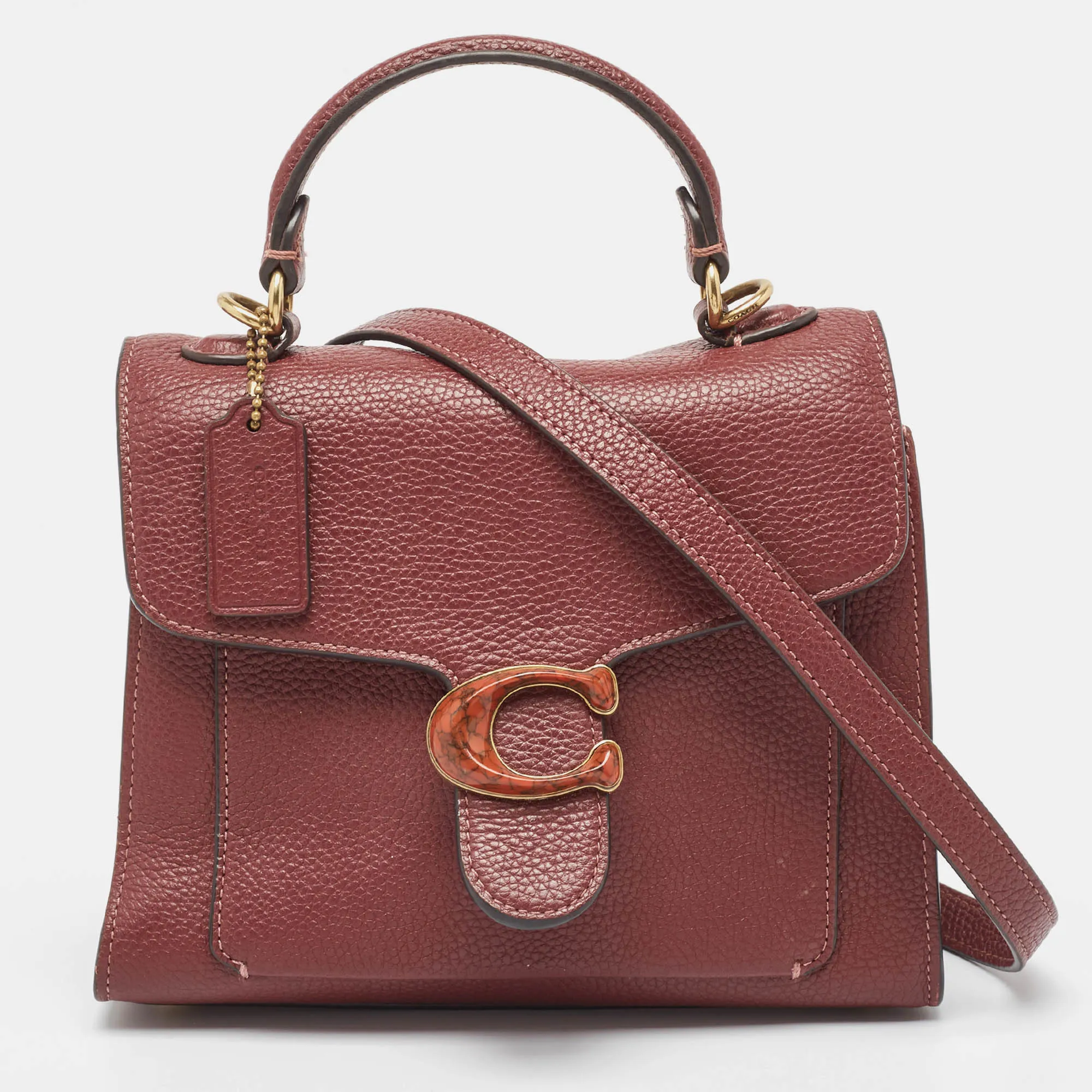Burgundy Leather Tabby Top Handle Bag