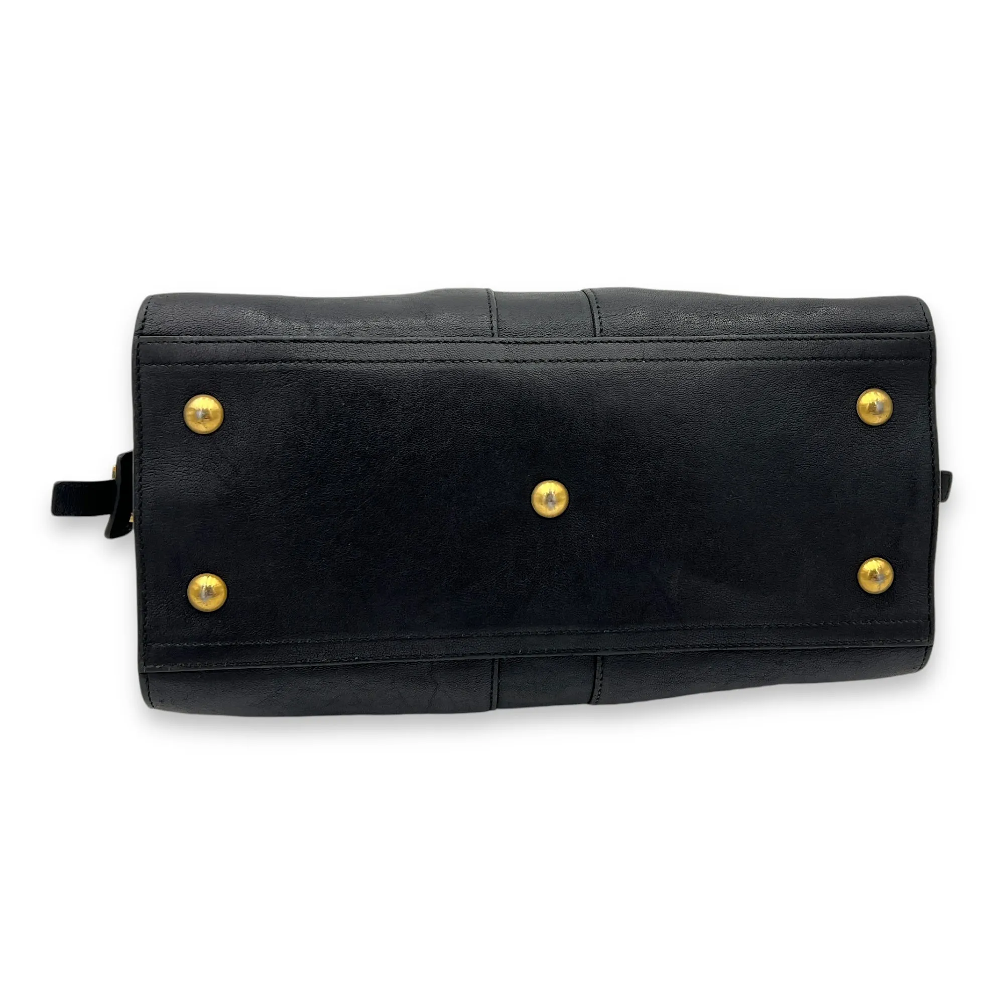 Cabas Top Handle Bag Black in Calfskin, Gold hardware