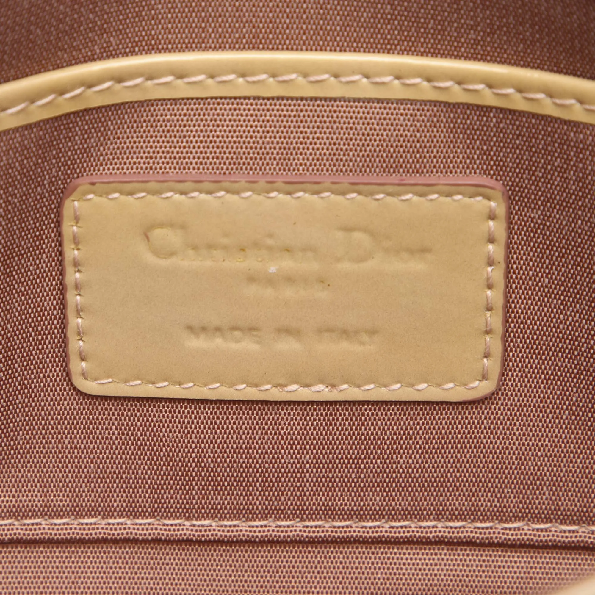 Cannage Patent Leather Wallet on Chain Beige
