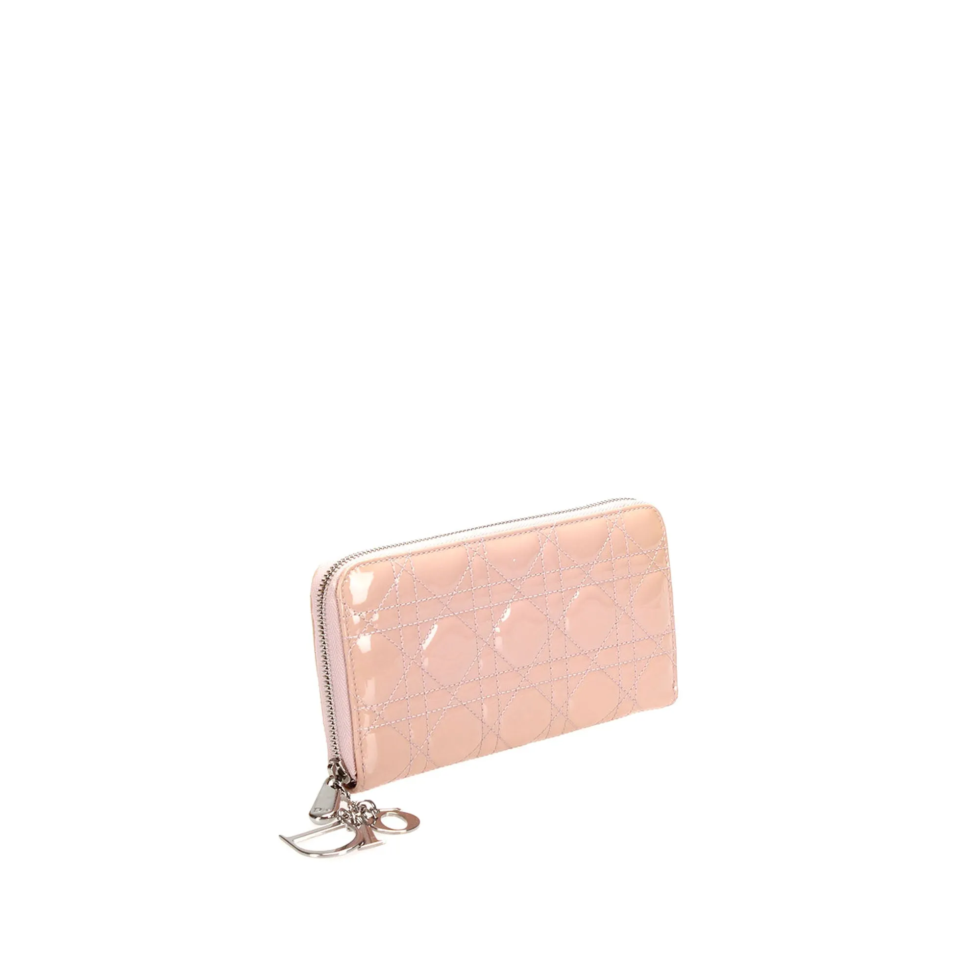 Cannage Patent Leather Wallet Pink