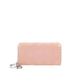 Cannage Patent Leather Wallet Pink