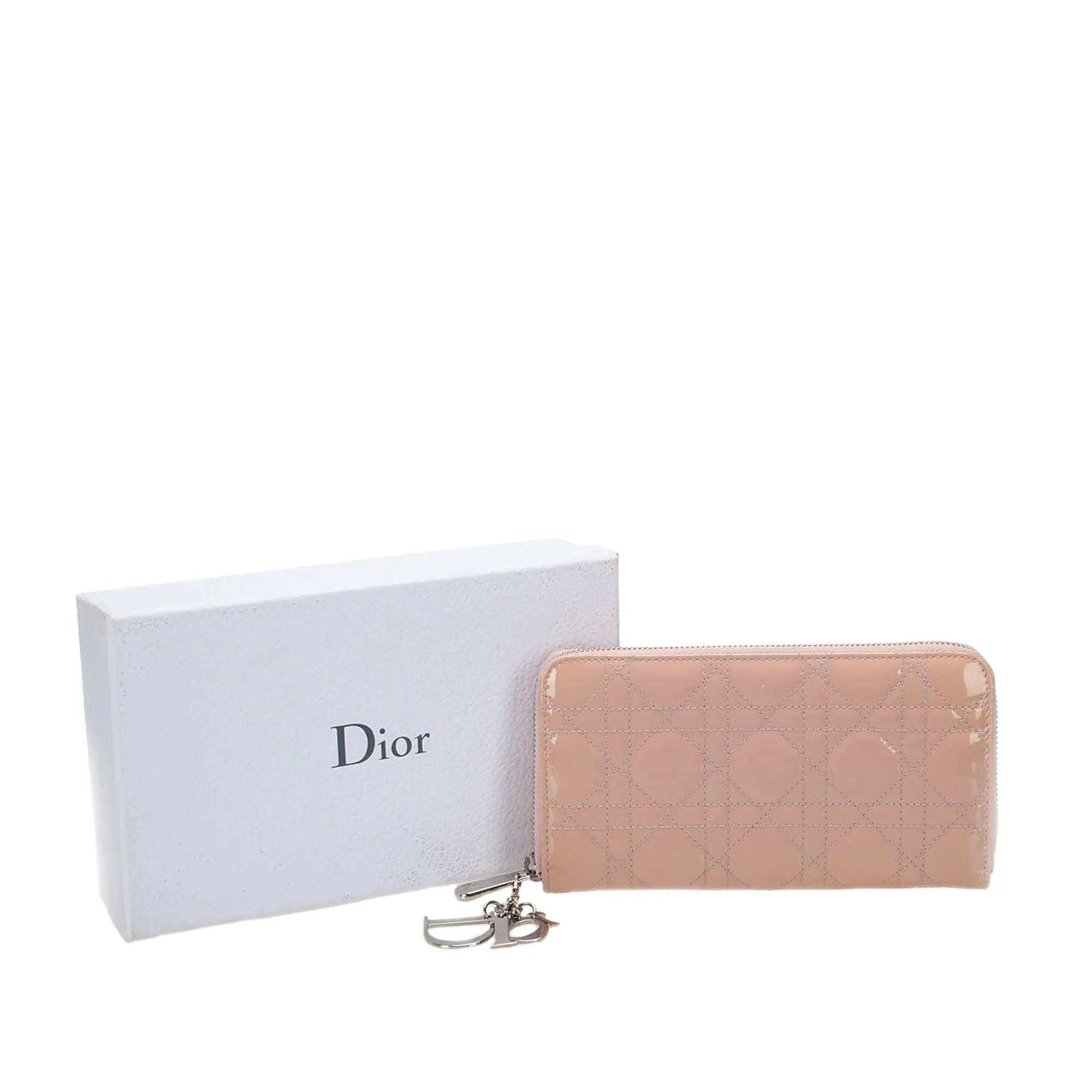 Cannage Patent Leather Wallet Pink