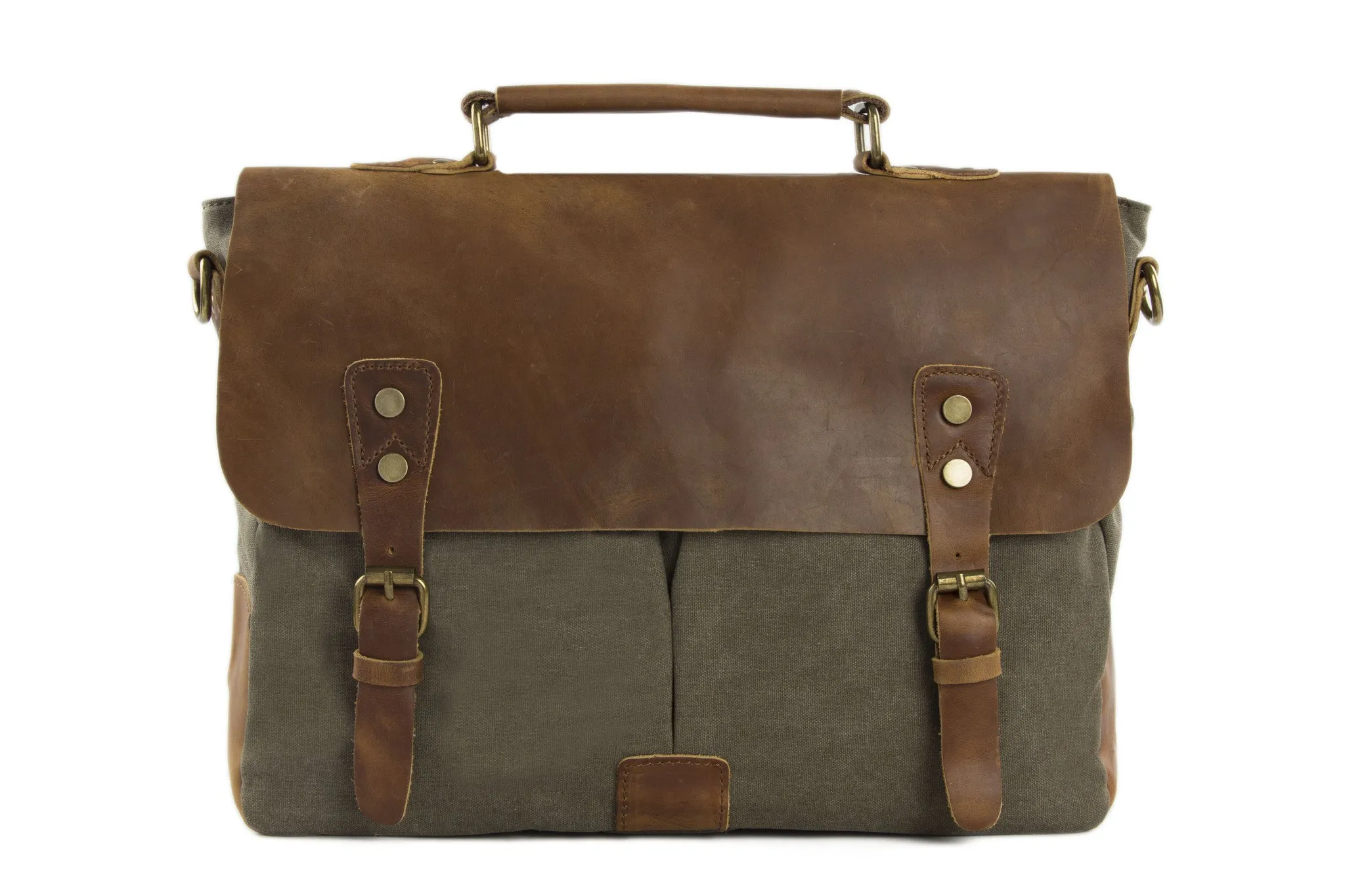 Canvas Leather Bag Briefcase Messenger Bag Shoulder Bag Laptop Bag 1807