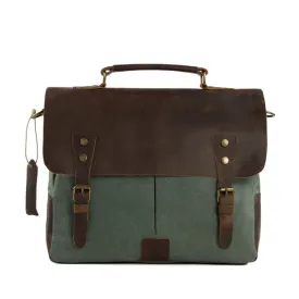 Canvas Leather Bag Briefcase Messenger Bag Shoulder Bag Laptop Bag 1807