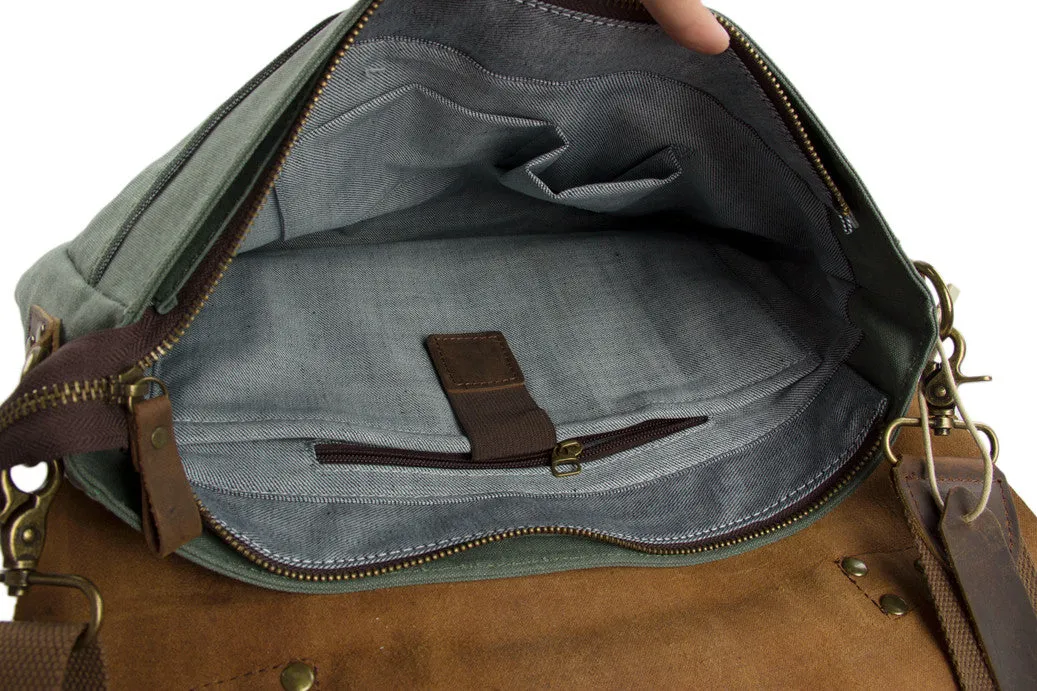 Canvas Leather Bag Briefcase Messenger Bag Shoulder Bag Laptop Bag 1807