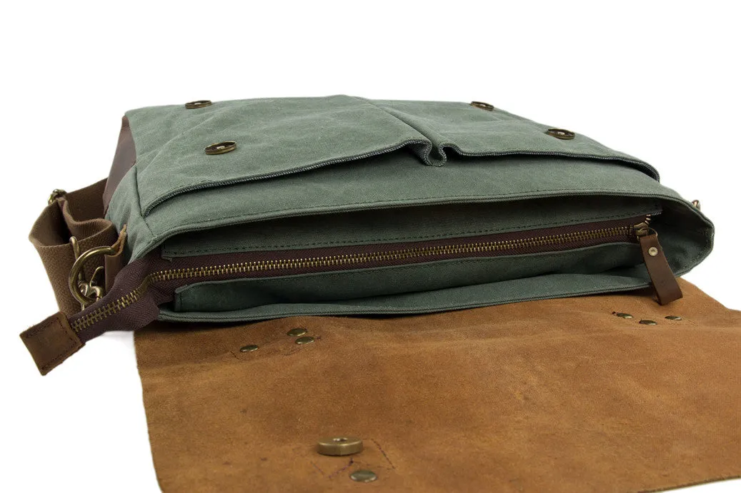 Canvas Leather Bag Briefcase Messenger Bag Shoulder Bag Laptop Bag 1807