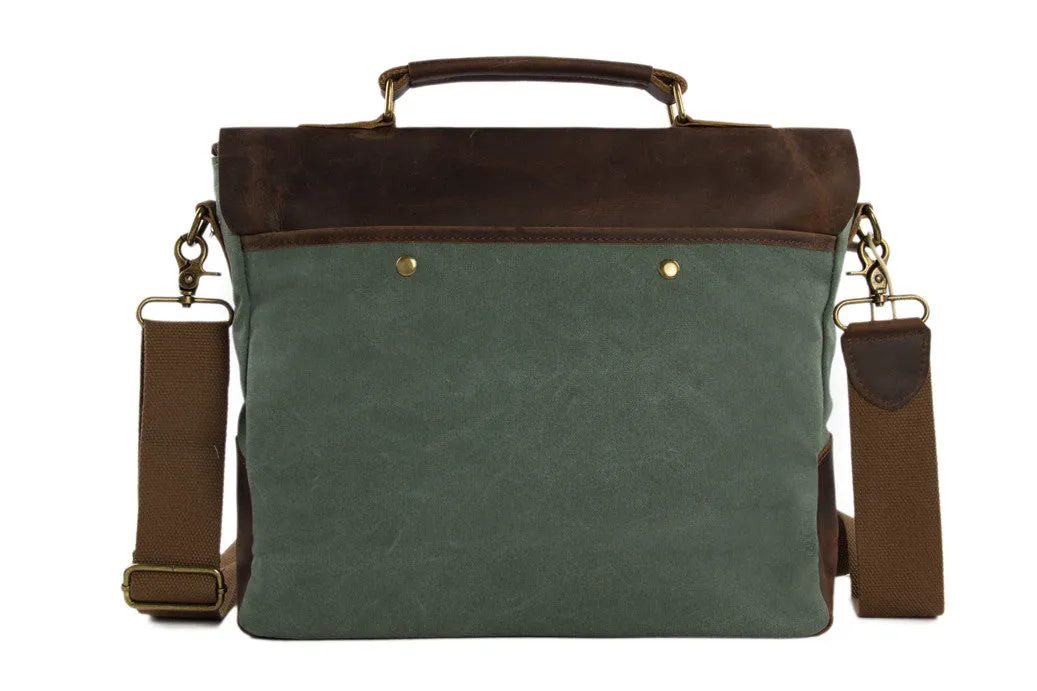 Canvas Leather Bag Briefcase Messenger Bag Shoulder Bag Laptop Bag 1807
