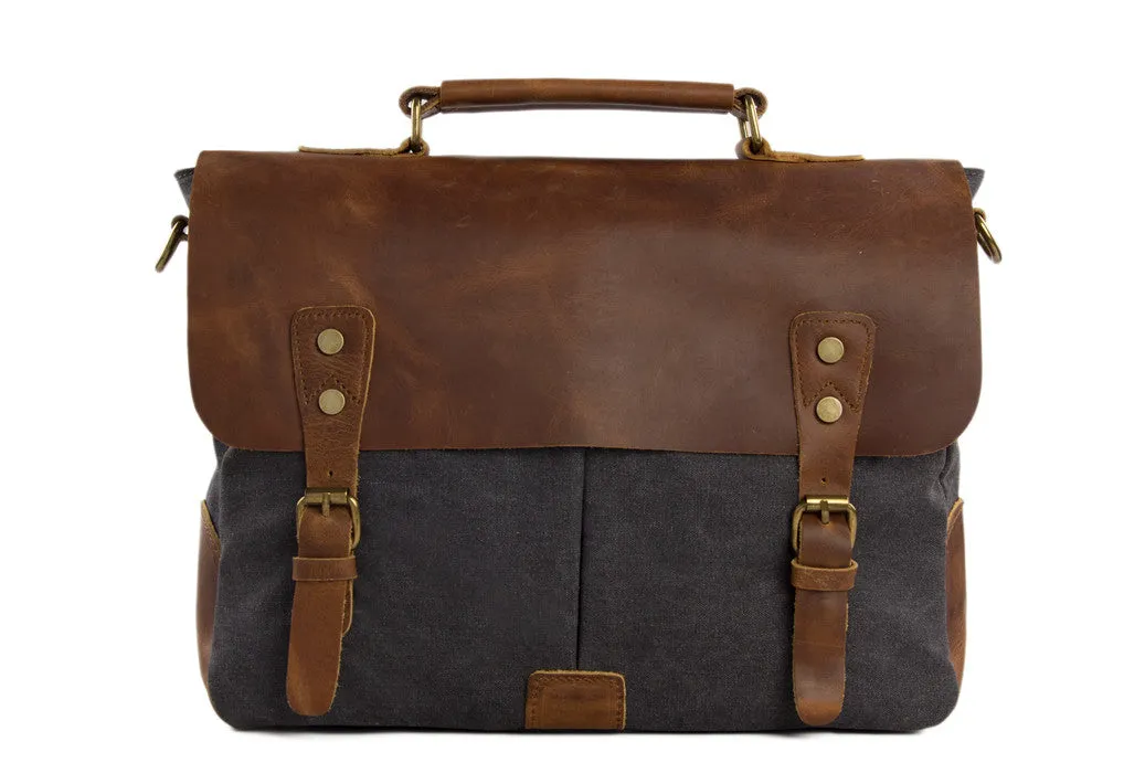 Canvas Leather Bag Briefcase Messenger Bag Shoulder Bag Laptop Bag 1807