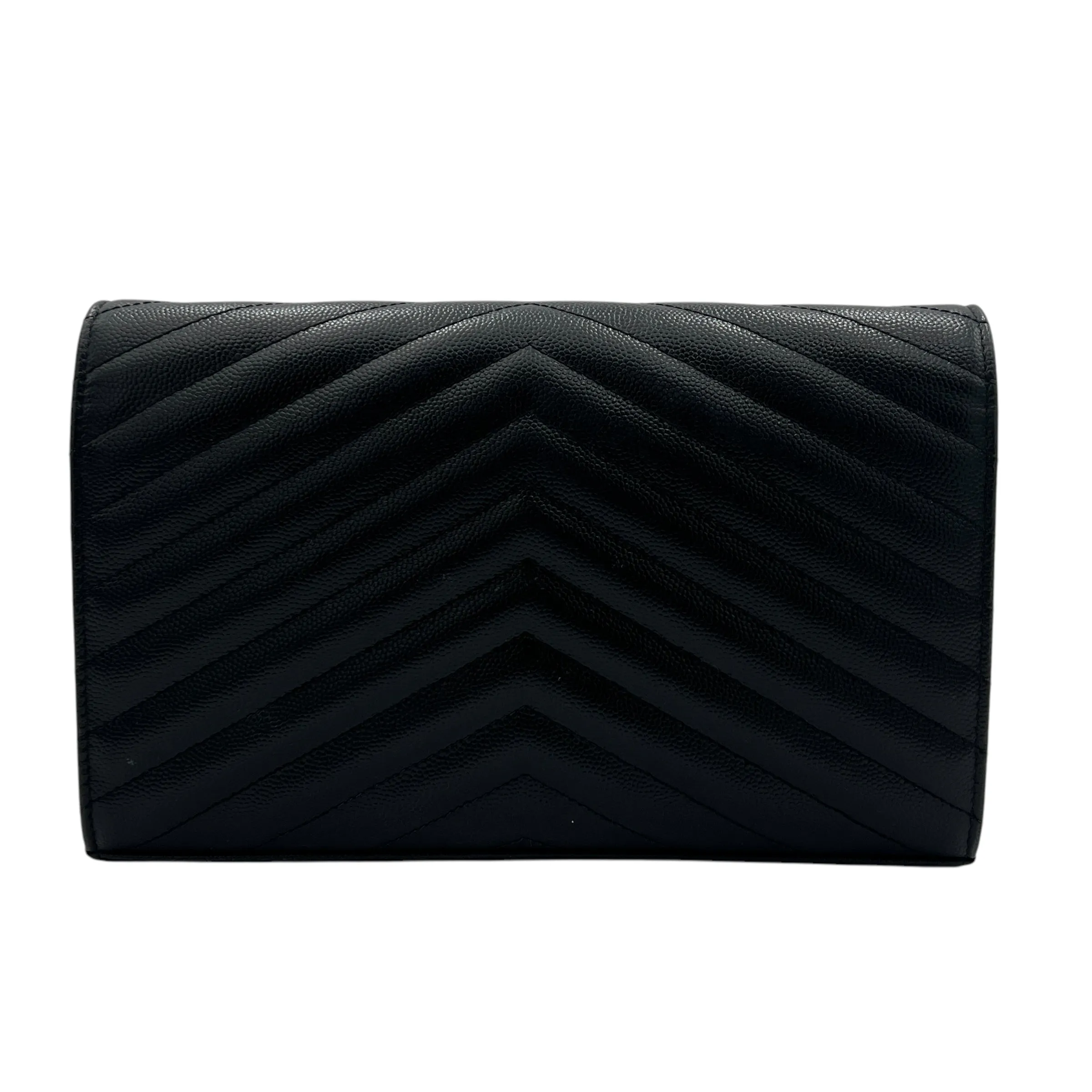 Cassandre Wallet On Chain Black in Calfskin, Lacquered Metal hardware
