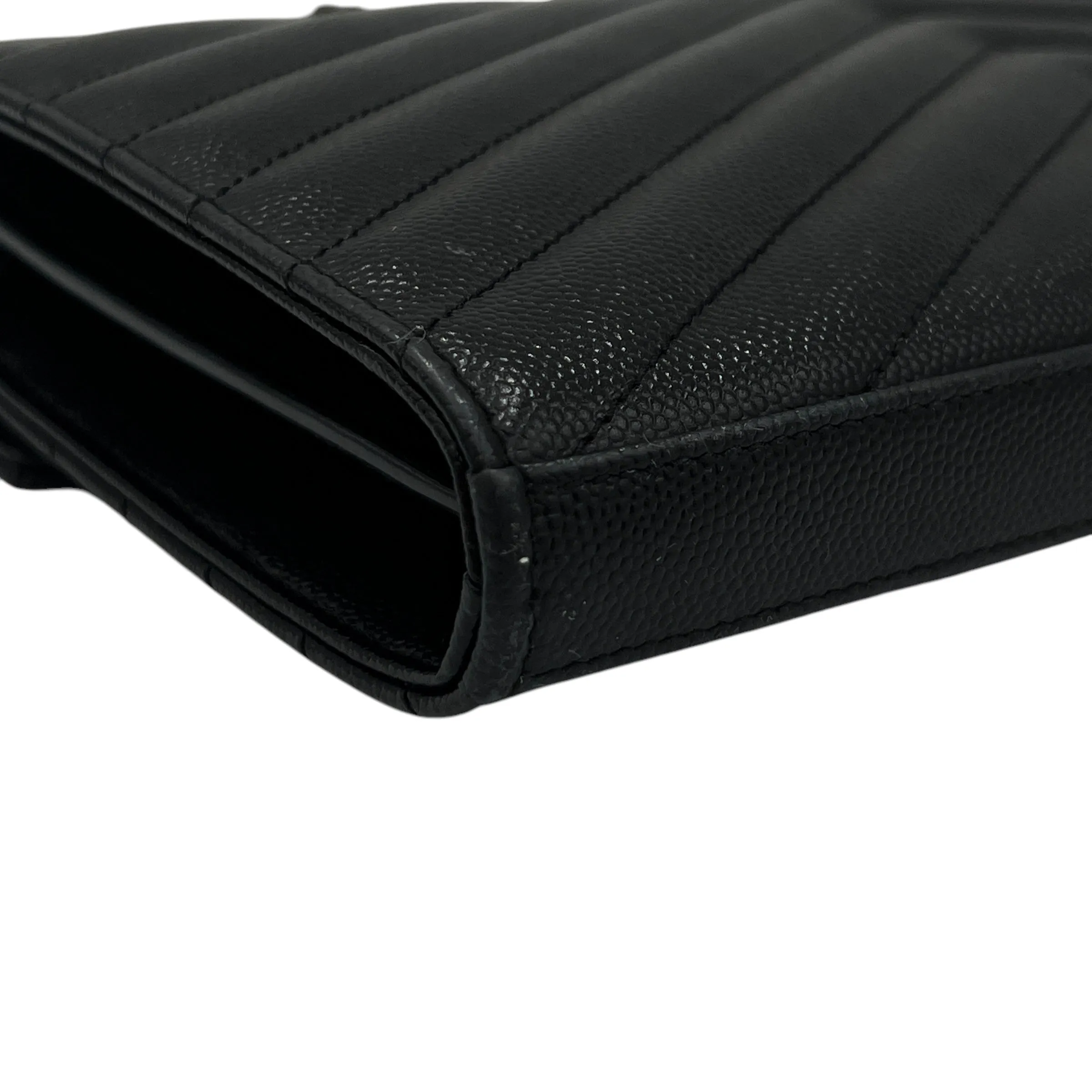 Cassandre Wallet On Chain Black in Calfskin, Lacquered Metal hardware