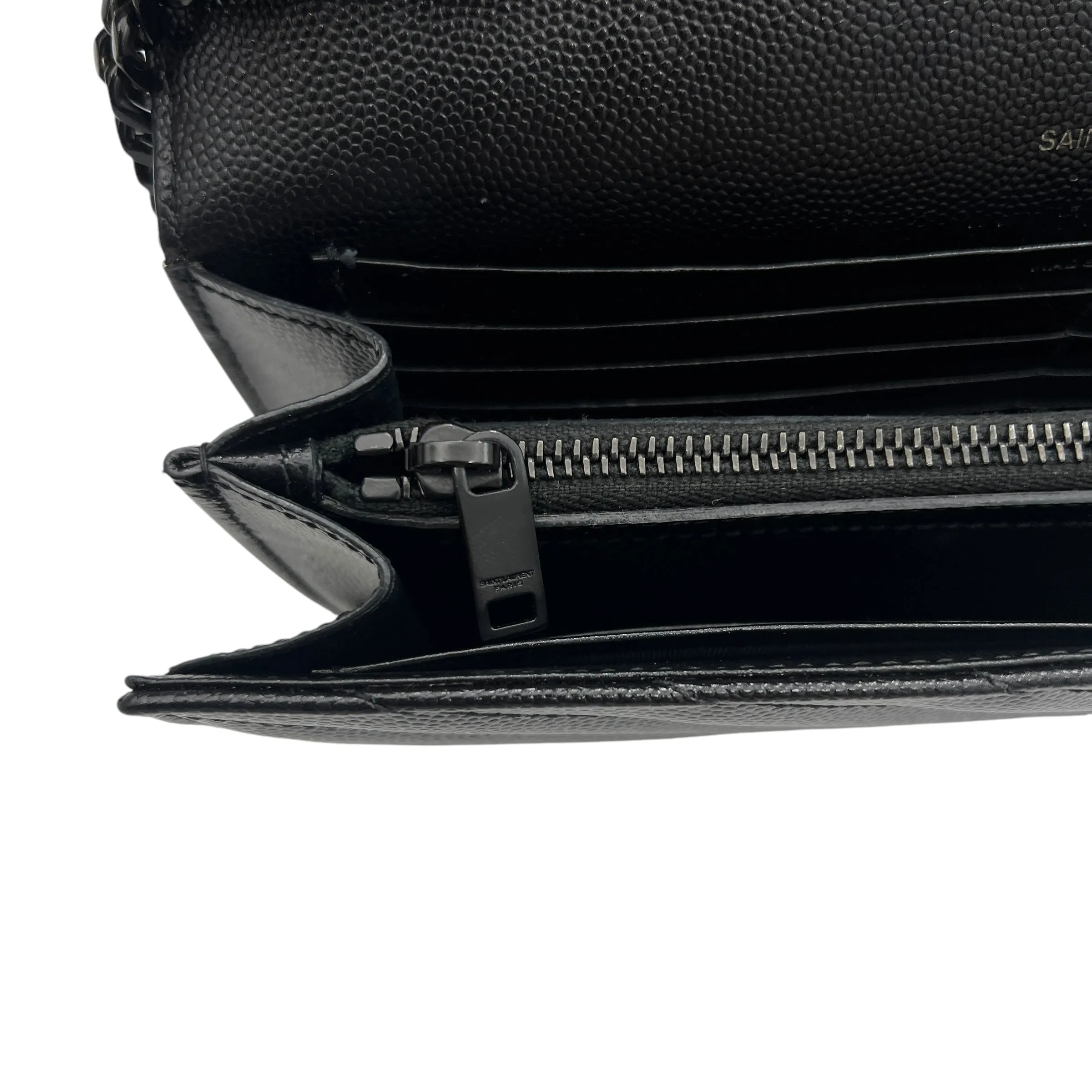 Cassandre Wallet On Chain Black in Calfskin, Lacquered Metal hardware