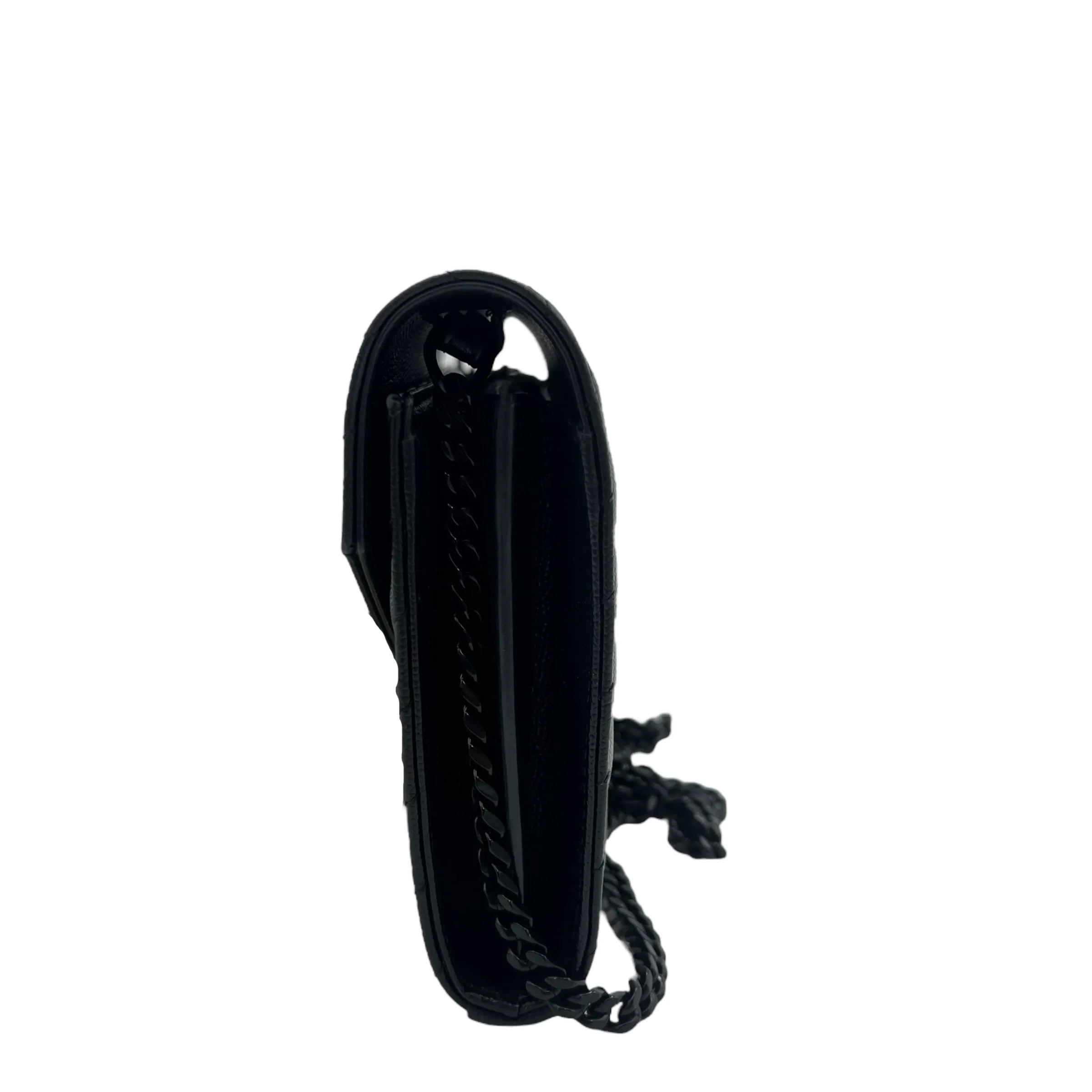 Cassandre Wallet On Chain Black in Calfskin, Lacquered Metal hardware