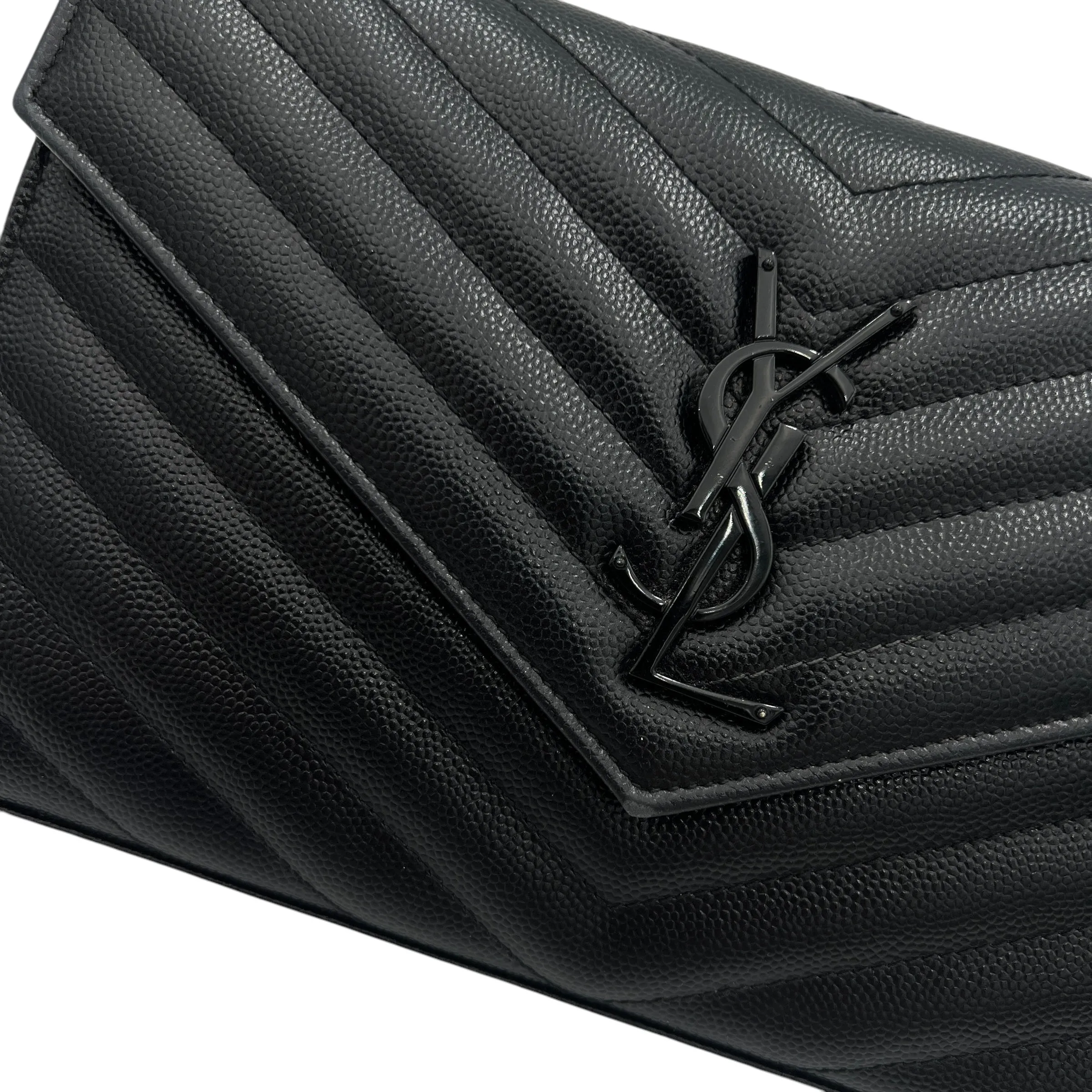 Cassandre Wallet On Chain Black in Calfskin, Lacquered Metal hardware
