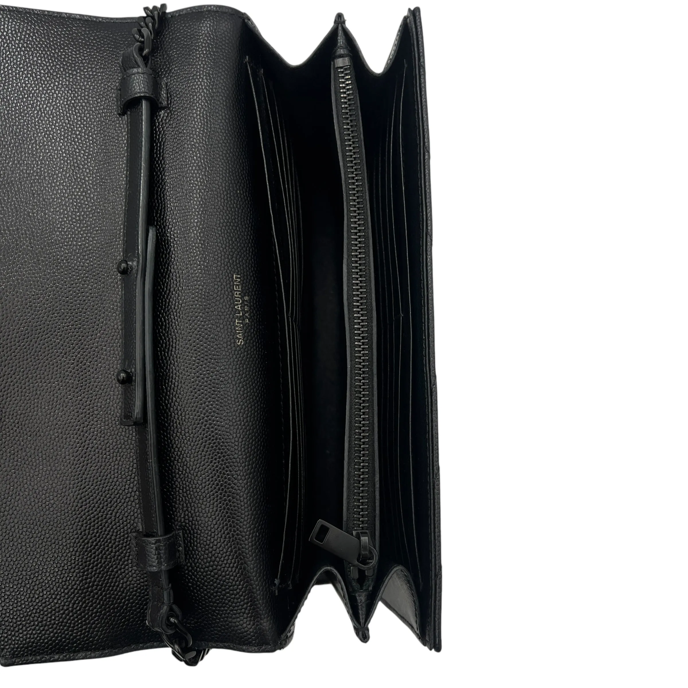 Cassandre Wallet On Chain Black in Calfskin, Lacquered Metal hardware