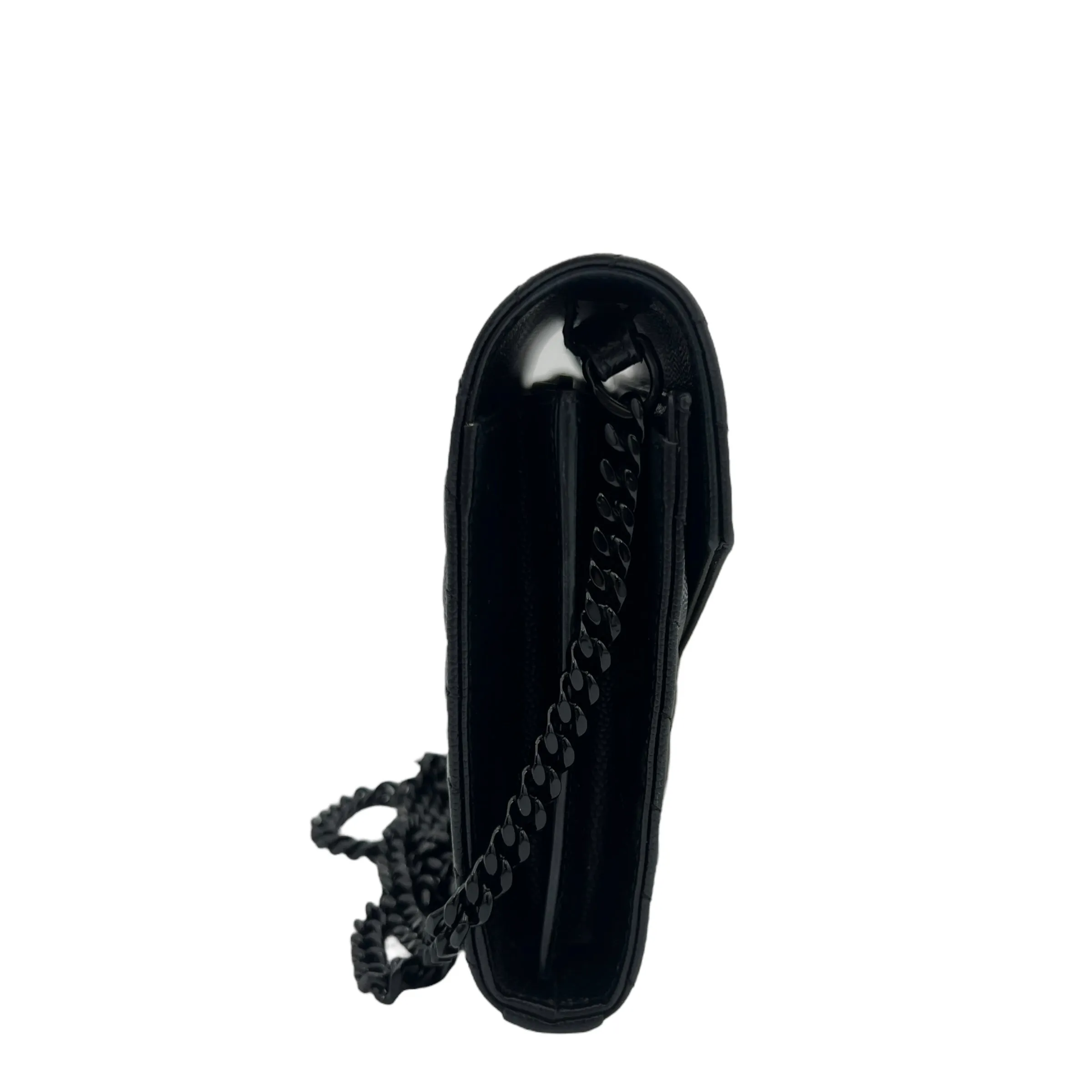 Cassandre Wallet On Chain Black in Calfskin, Lacquered Metal hardware