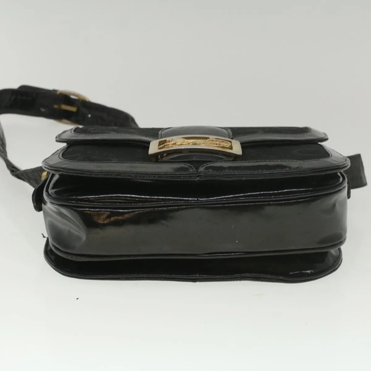 CELINE C Macadam Canvas Horse Carriage Shoulder Bag Black bs8998