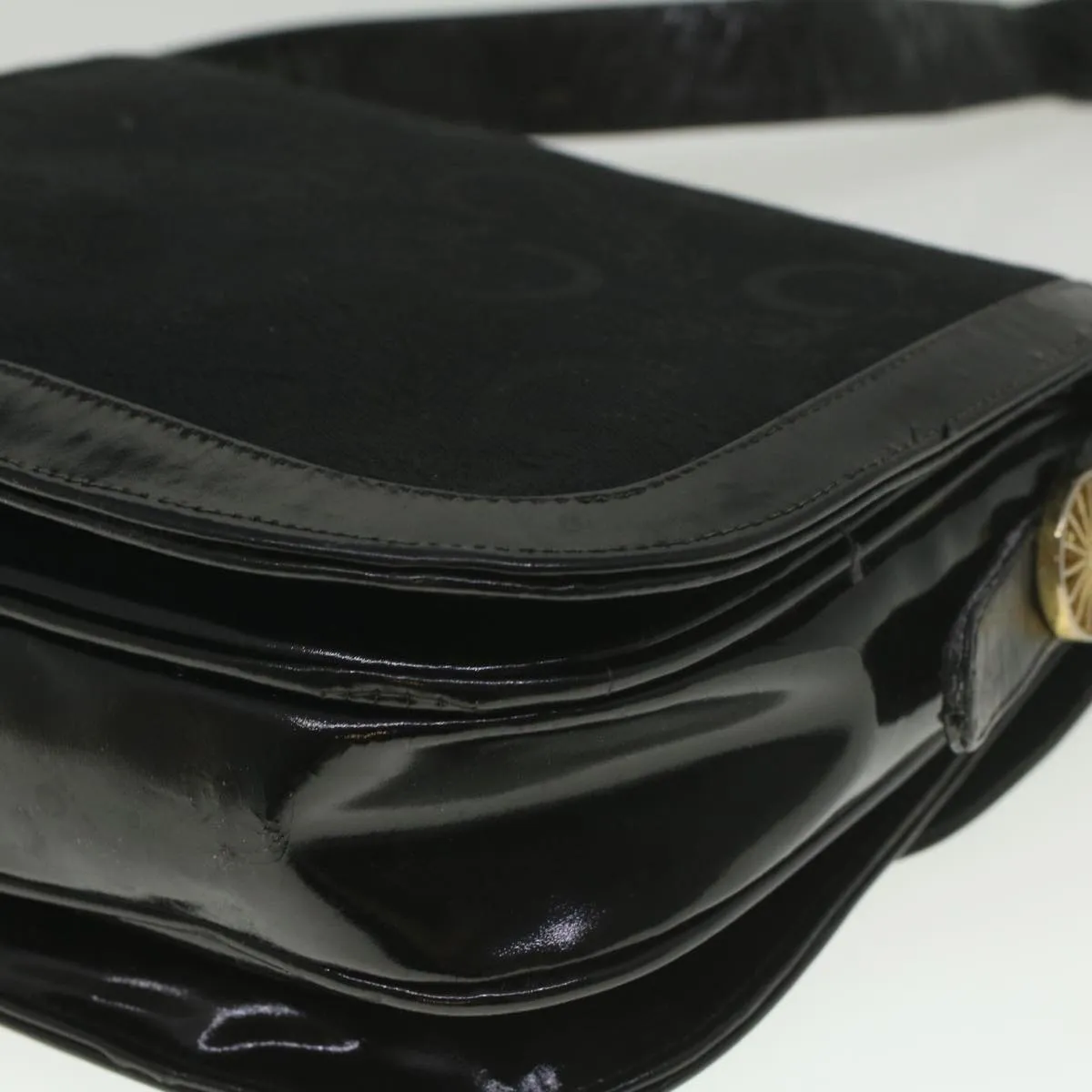 CELINE C Macadam Canvas Horse Carriage Shoulder Bag Black bs8998