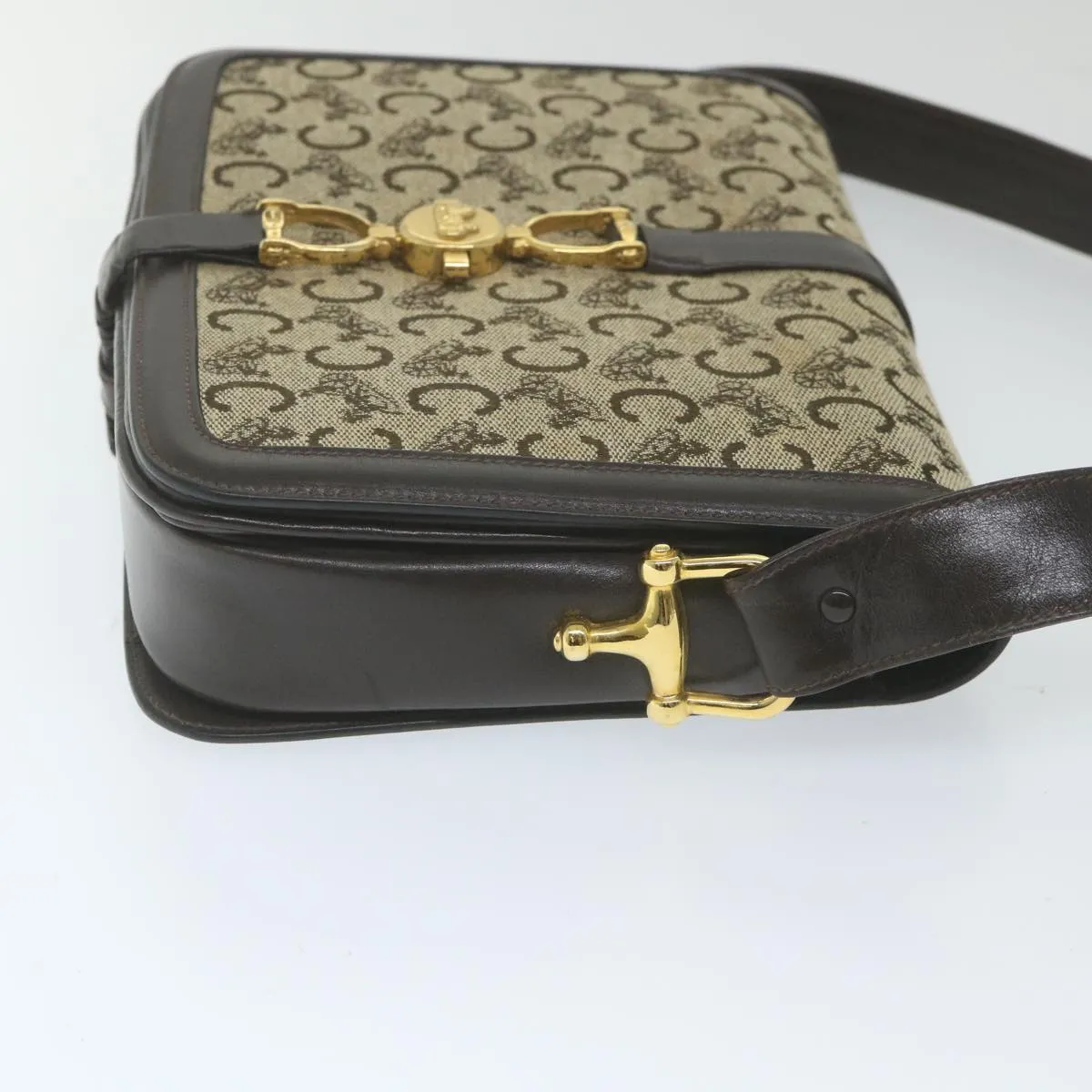 CELINE C Macadam Canvas Shoulder Bag Beige 58911