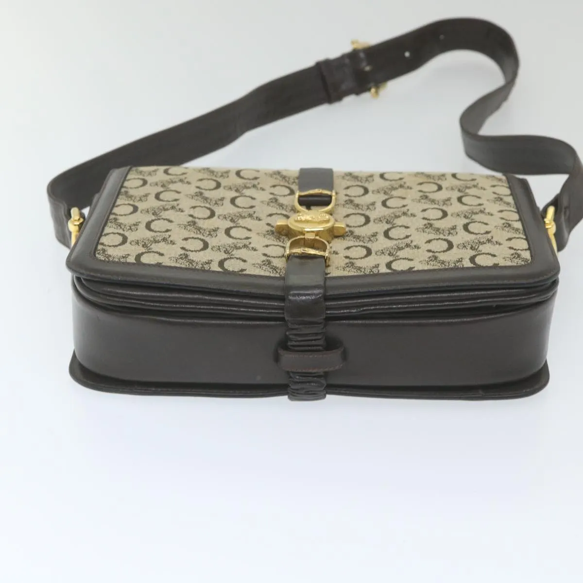 CELINE C Macadam Canvas Shoulder Bag Beige 58911