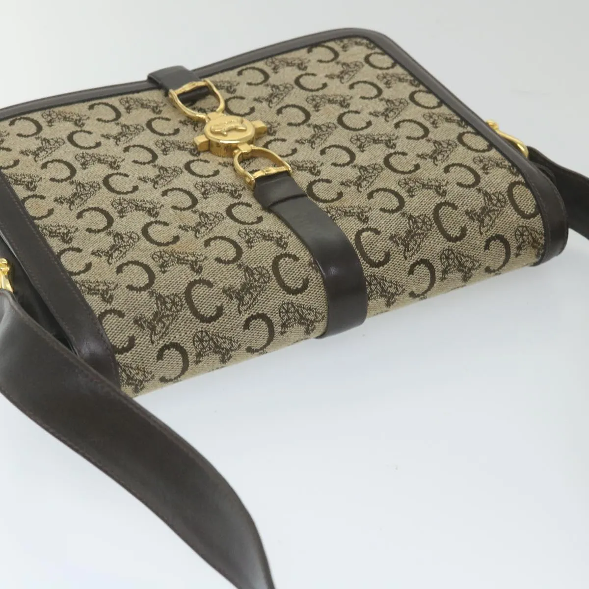 CELINE C Macadam Canvas Shoulder Bag Beige 58911