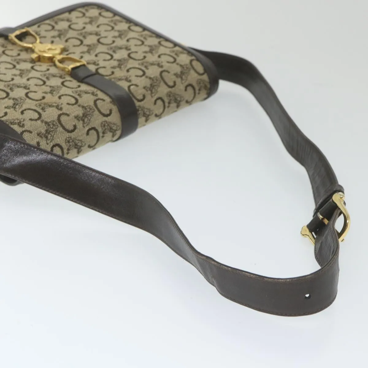 CELINE C Macadam Canvas Shoulder Bag Beige 58911