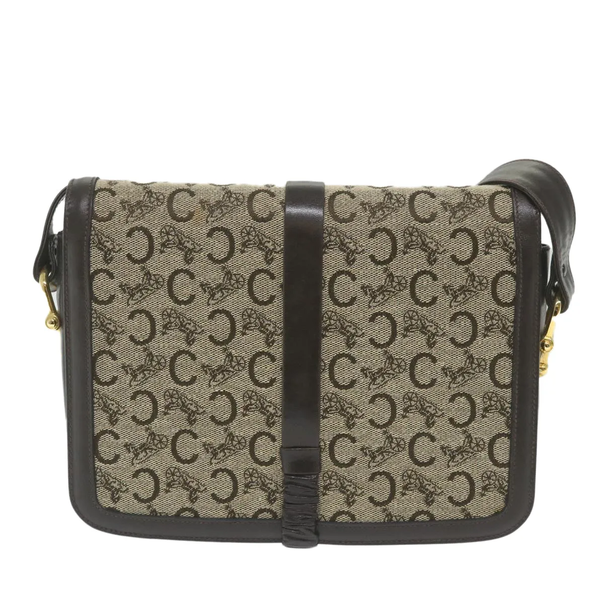 CELINE C Macadam Canvas Shoulder Bag Beige 58911