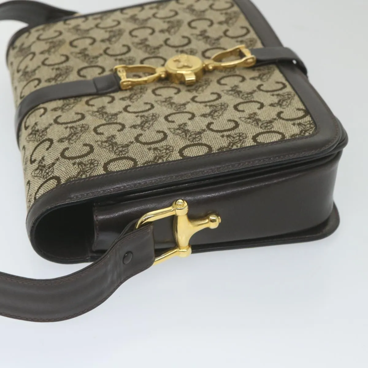 CELINE C Macadam Canvas Shoulder Bag Beige 58911