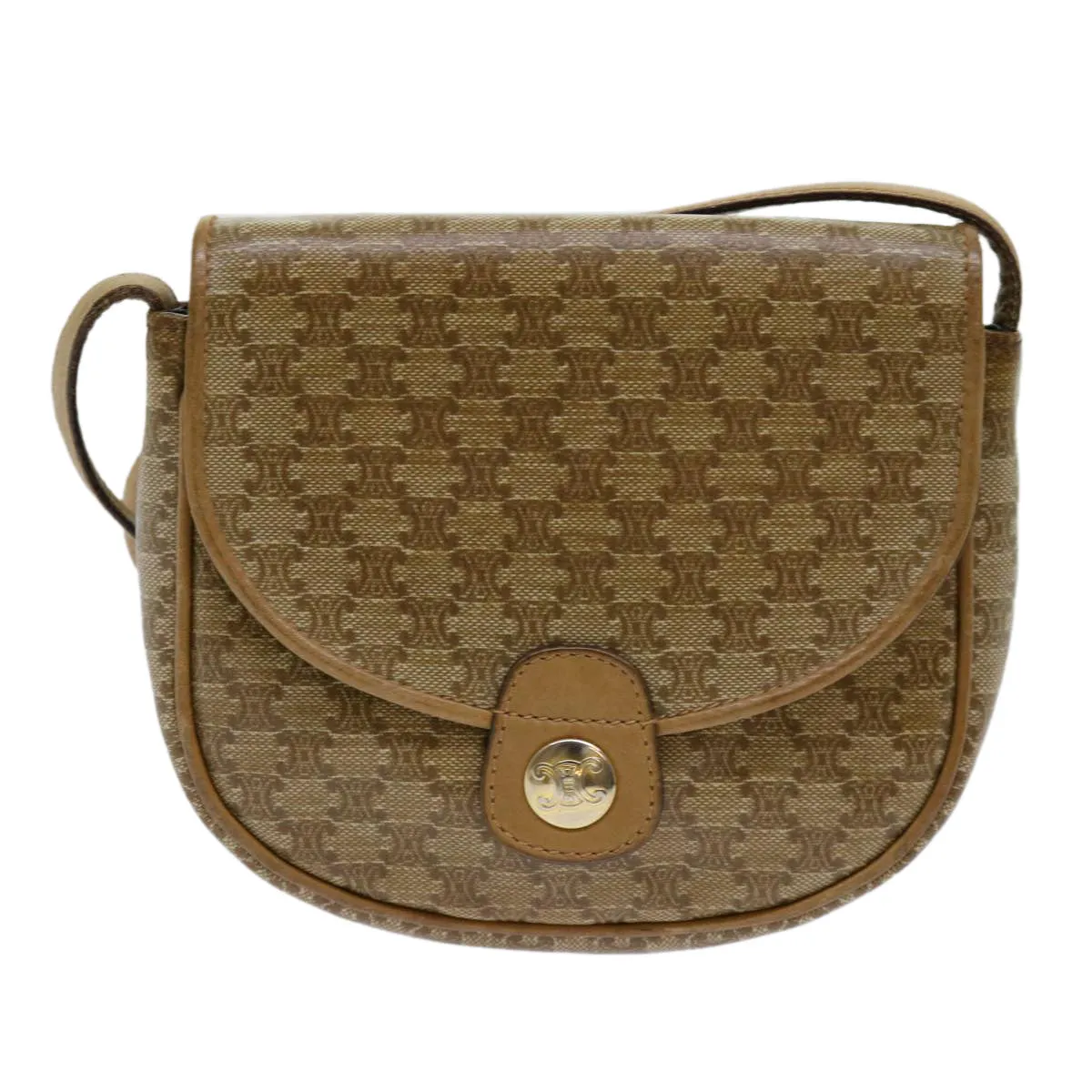 CELINE Macadam Canvas Shoulder Bag PVC Beige 69846