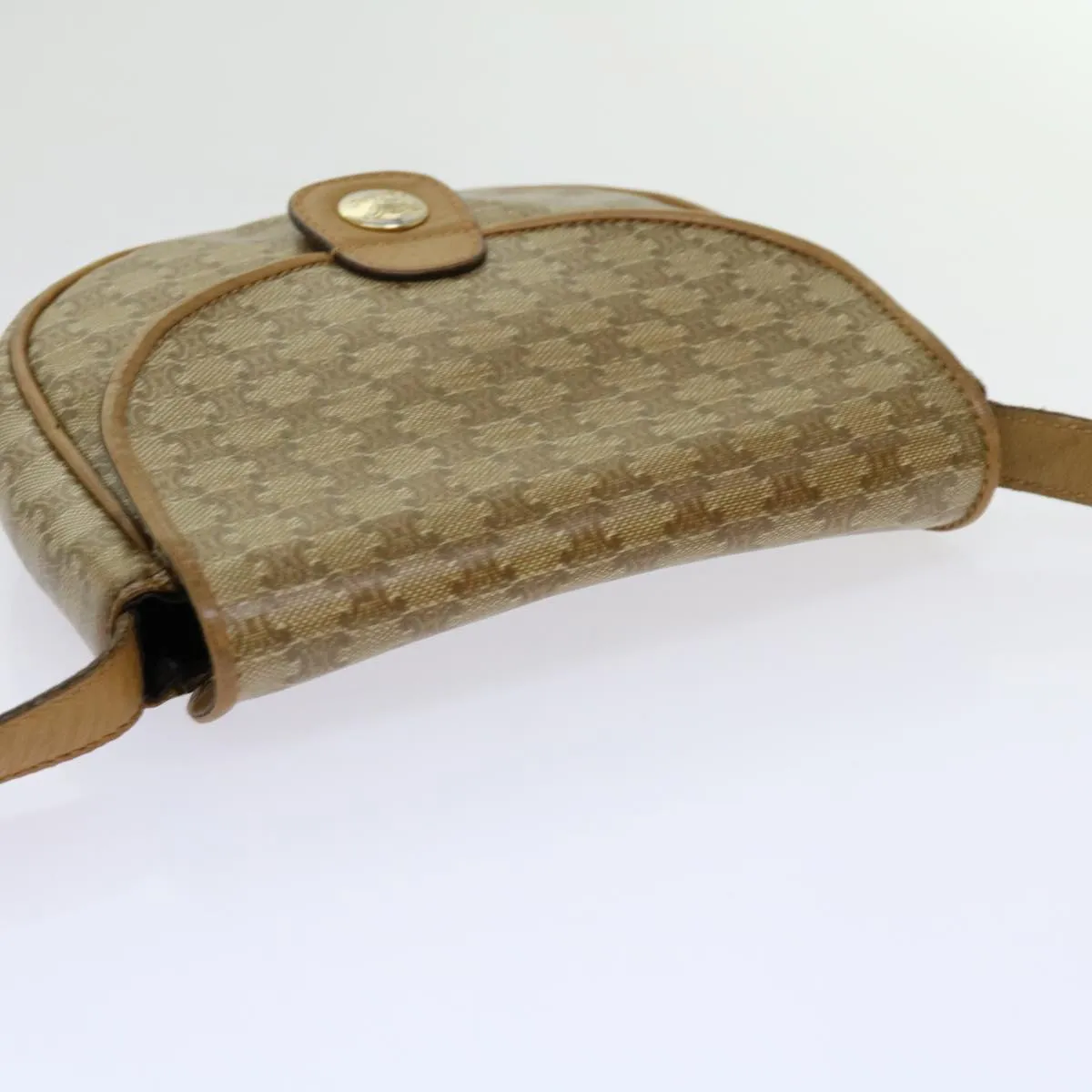 CELINE Macadam Canvas Shoulder Bag PVC Beige 69846