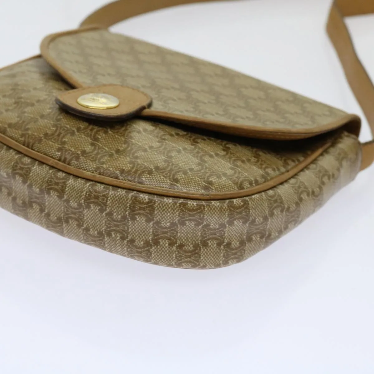 CELINE Macadam Canvas Shoulder Bag PVC Beige 69846