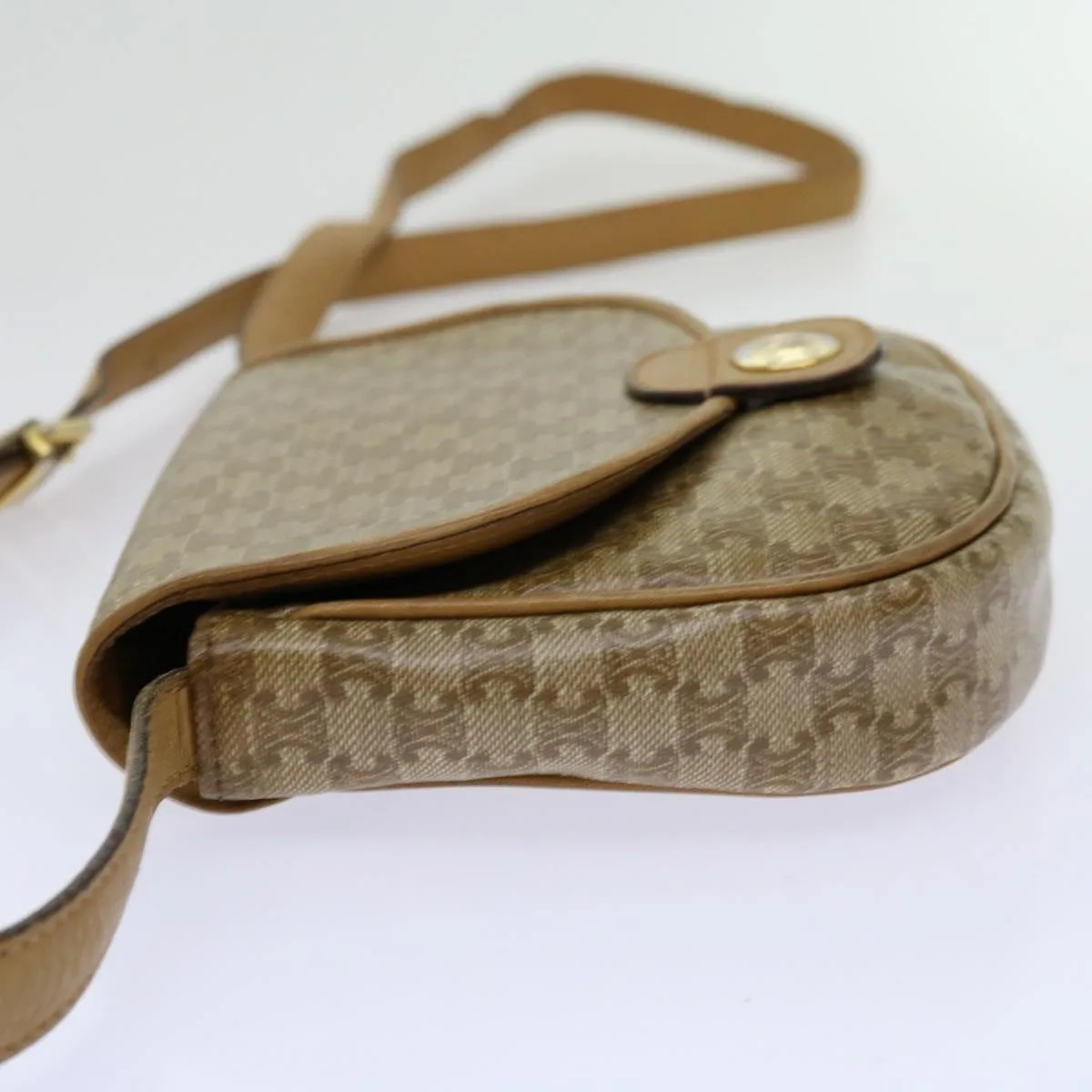 CELINE Macadam Canvas Shoulder Bag PVC Beige 69846