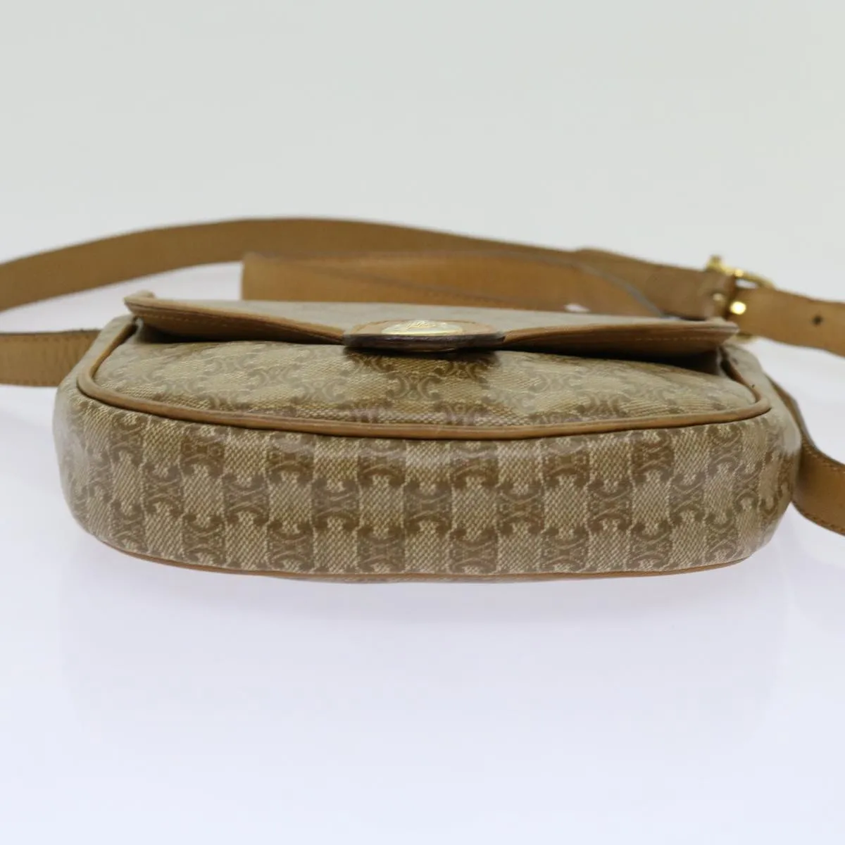 CELINE Macadam Canvas Shoulder Bag PVC Beige 69846