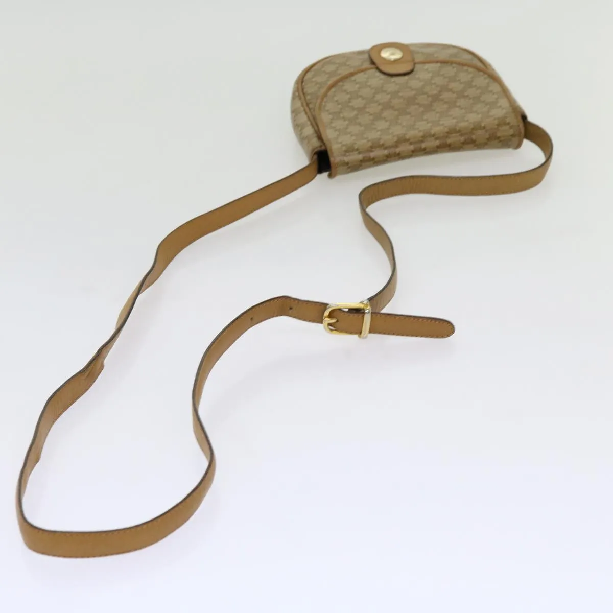 CELINE Macadam Canvas Shoulder Bag PVC Beige 69846