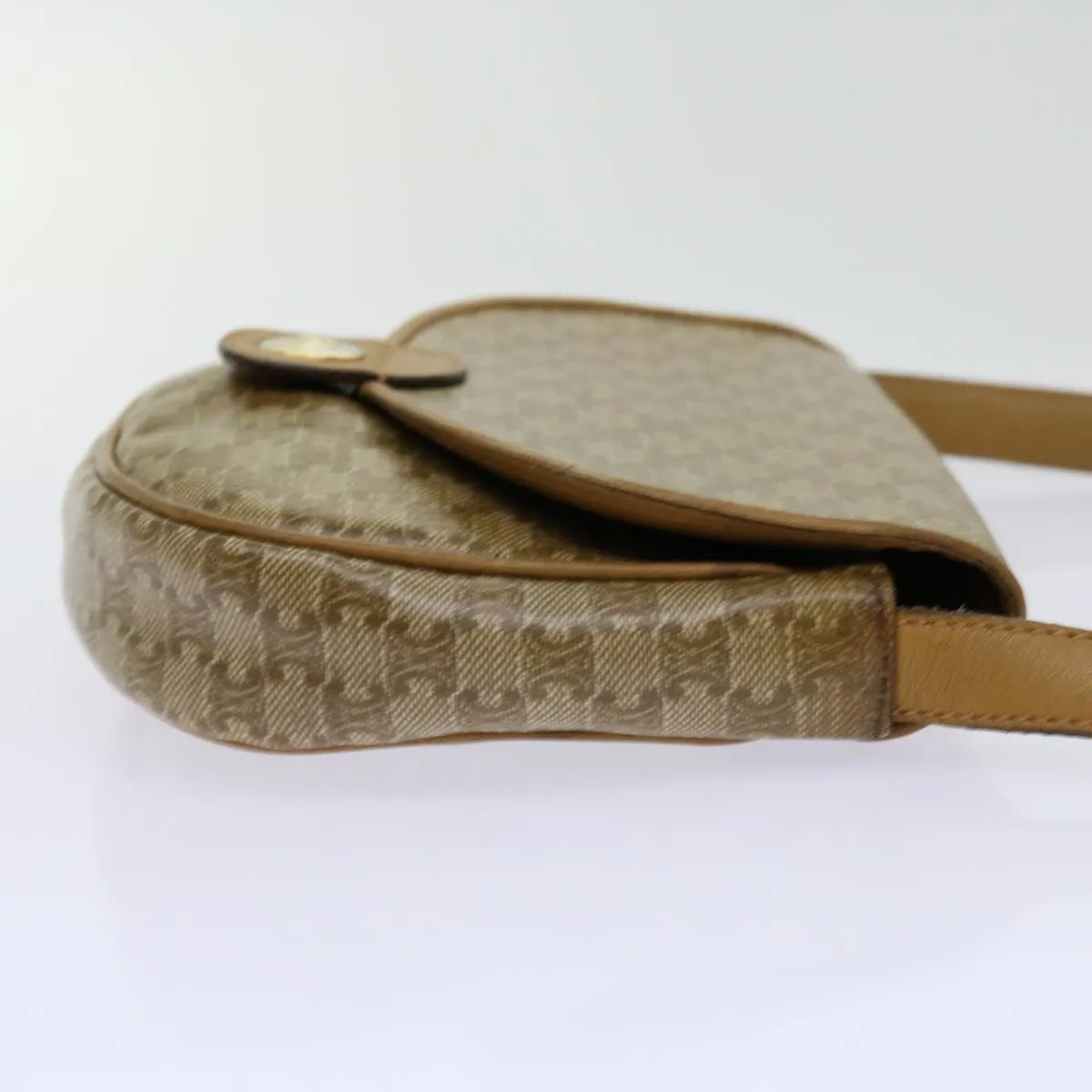 CELINE Macadam Canvas Shoulder Bag PVC Beige 69846