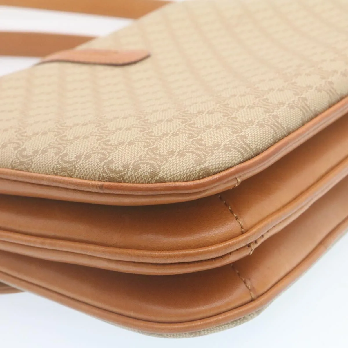 CELINE Macadam Canvas Shoulder Bag PVC Leather Beige am2173g