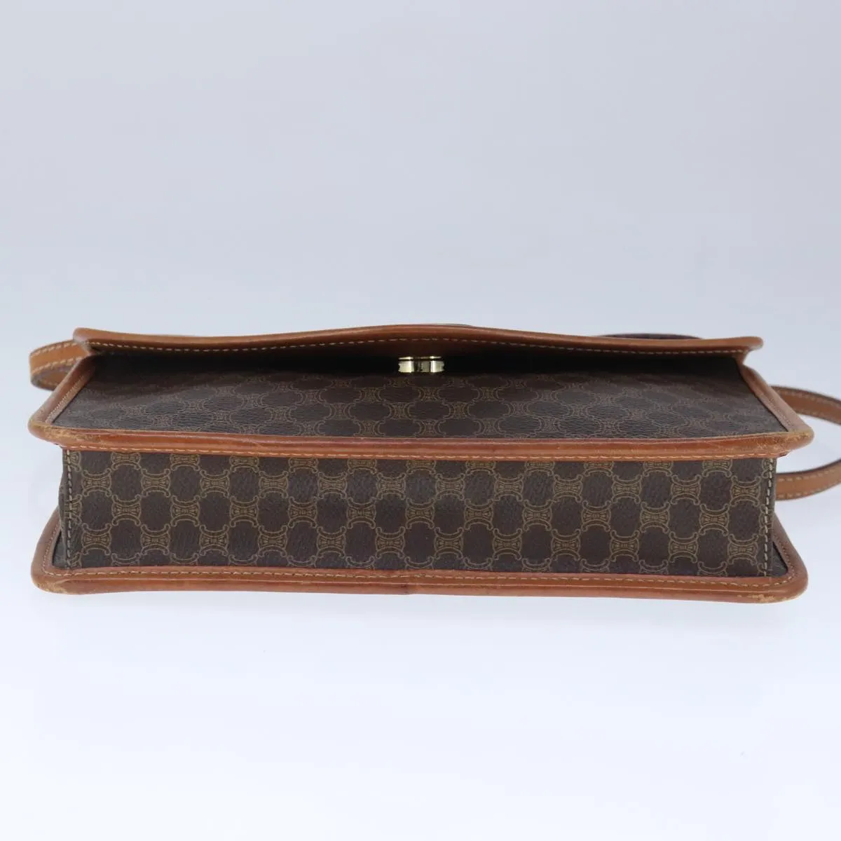 CELINE Macadam Canvas Shoulder Bag PVC Leather Brown 103442