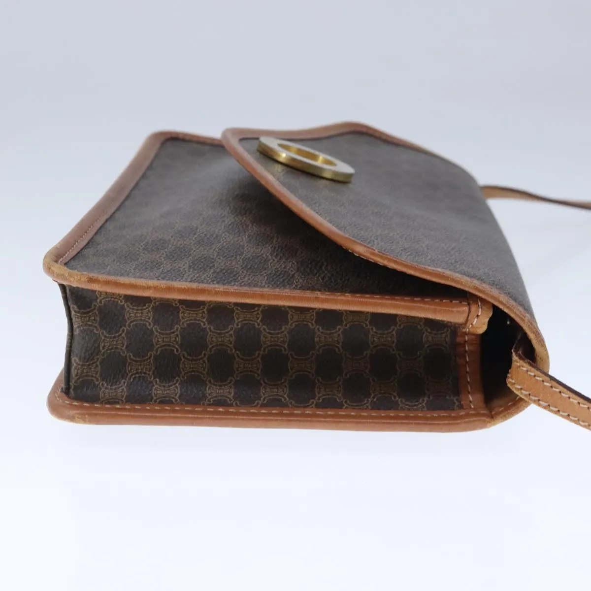 CELINE Macadam Canvas Shoulder Bag PVC Leather Brown 103442