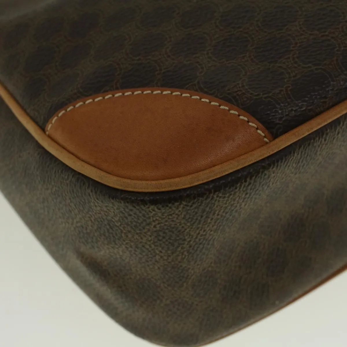 CELINE Macadam Canvas Shoulder Bag PVC Leather Brown 57306