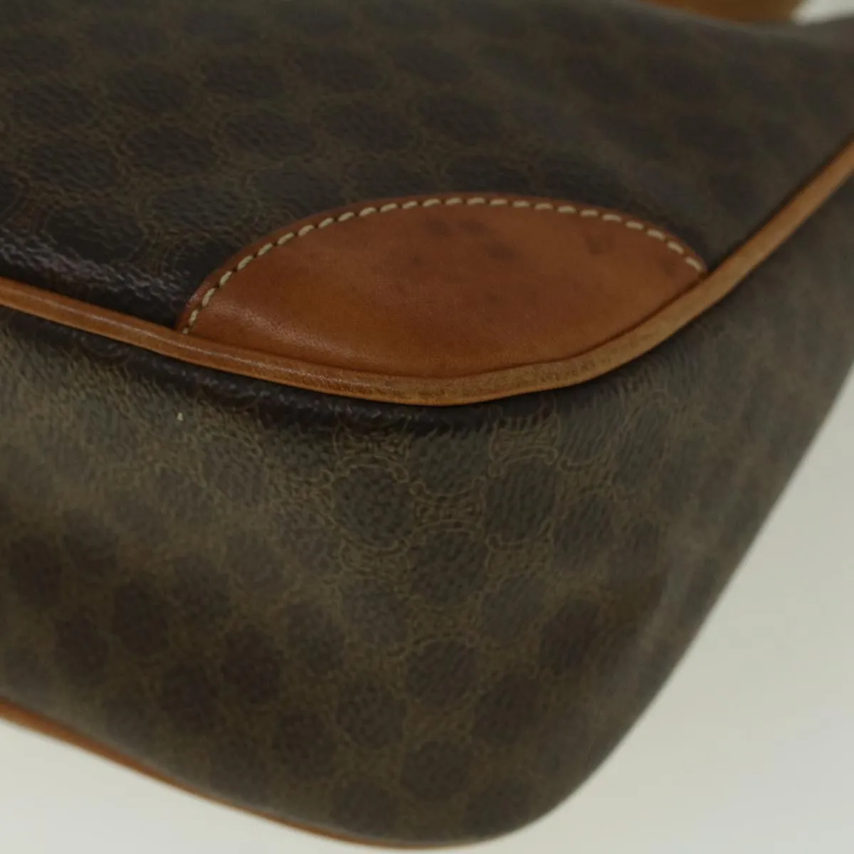 CELINE Macadam Canvas Shoulder Bag PVC Leather Brown 57306