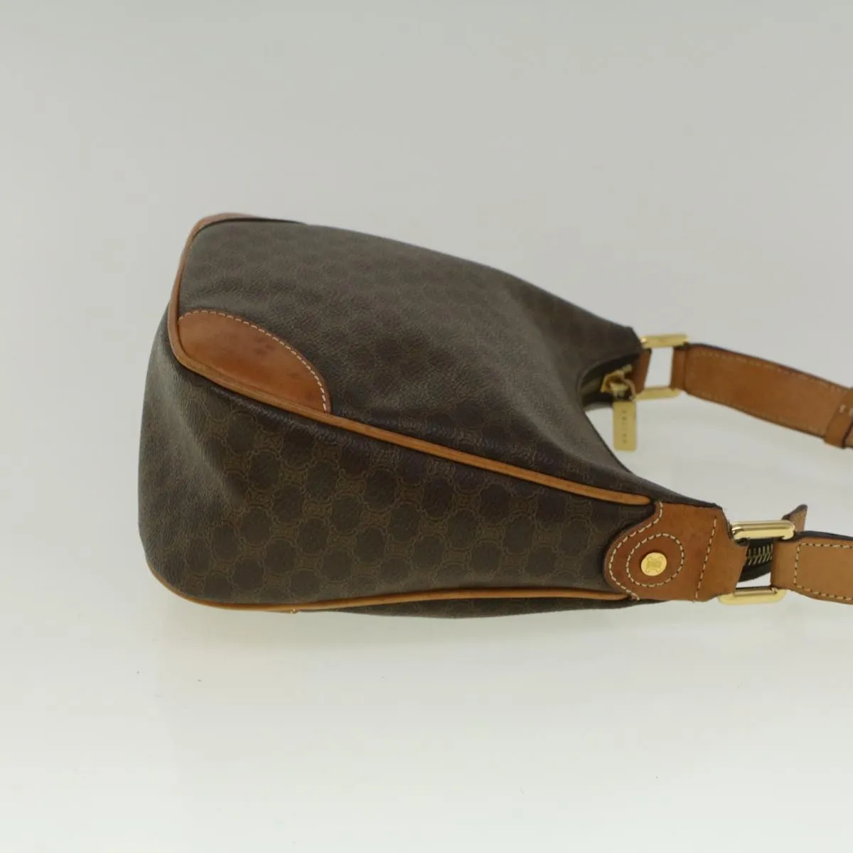 CELINE Macadam Canvas Shoulder Bag PVC Leather Brown 57306