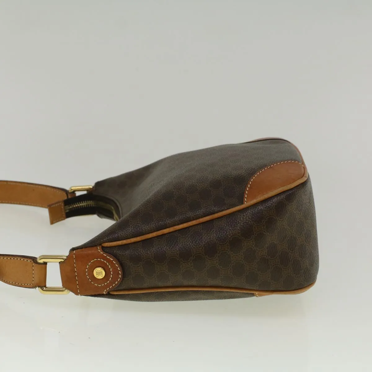 CELINE Macadam Canvas Shoulder Bag PVC Leather Brown 57306