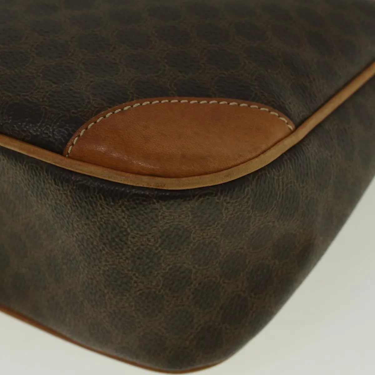 CELINE Macadam Canvas Shoulder Bag PVC Leather Brown 57306