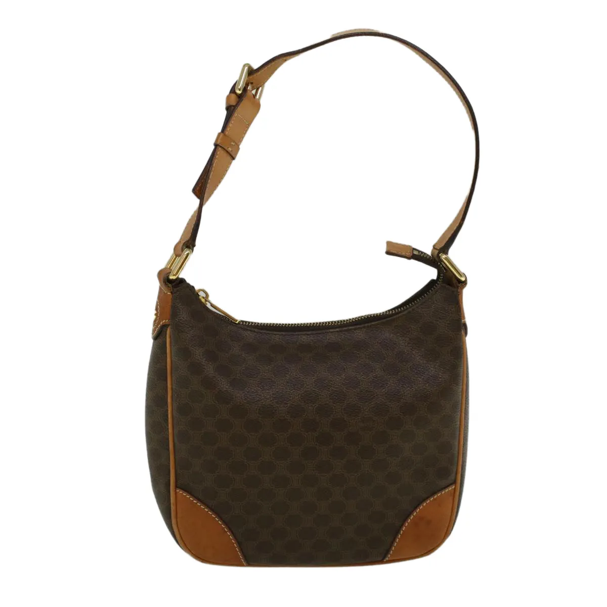 CELINE Macadam Canvas Shoulder Bag PVC Leather Brown 57306