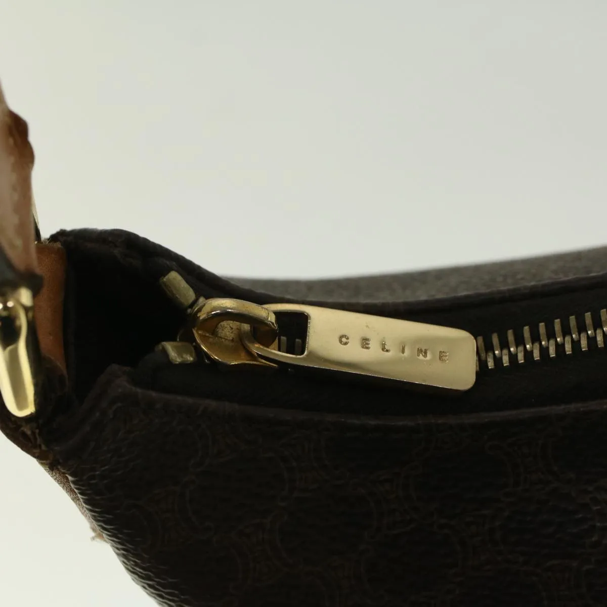 CELINE Macadam Canvas Shoulder Bag PVC Leather Brown 57306