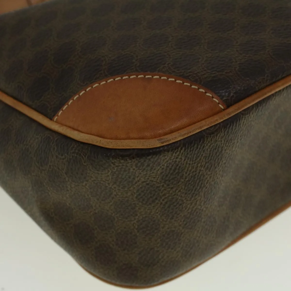 CELINE Macadam Canvas Shoulder Bag PVC Leather Brown 57306