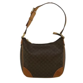 CELINE Macadam Canvas Shoulder Bag PVC Leather Brown 57306