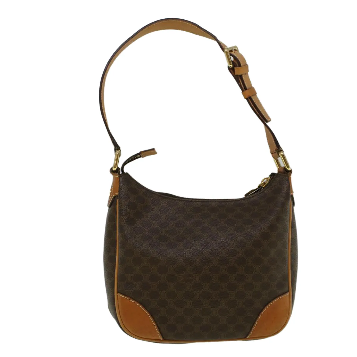 CELINE Macadam Canvas Shoulder Bag PVC Leather Brown 57306
