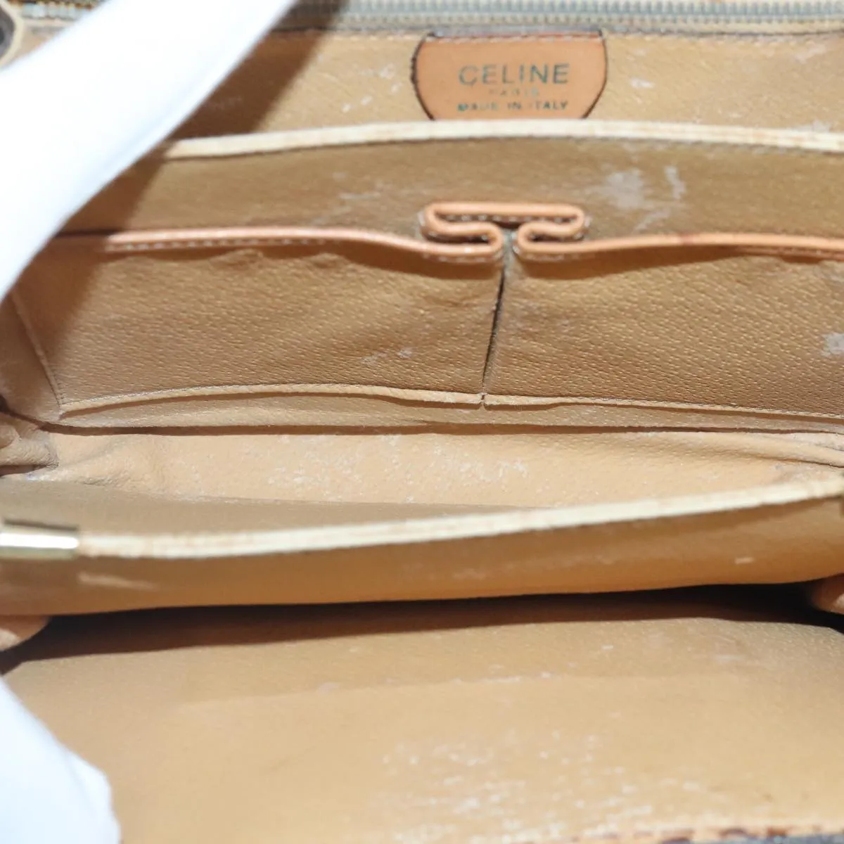 CELINE Macadam Canvas Shoulder Bag PVC Leather Brown 90950